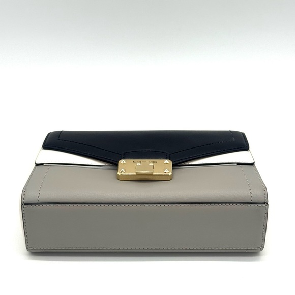 Michael Kors Kinsley leather Medium shoulder Flap Crossbody Bag Optic White - Picture 6 of 9